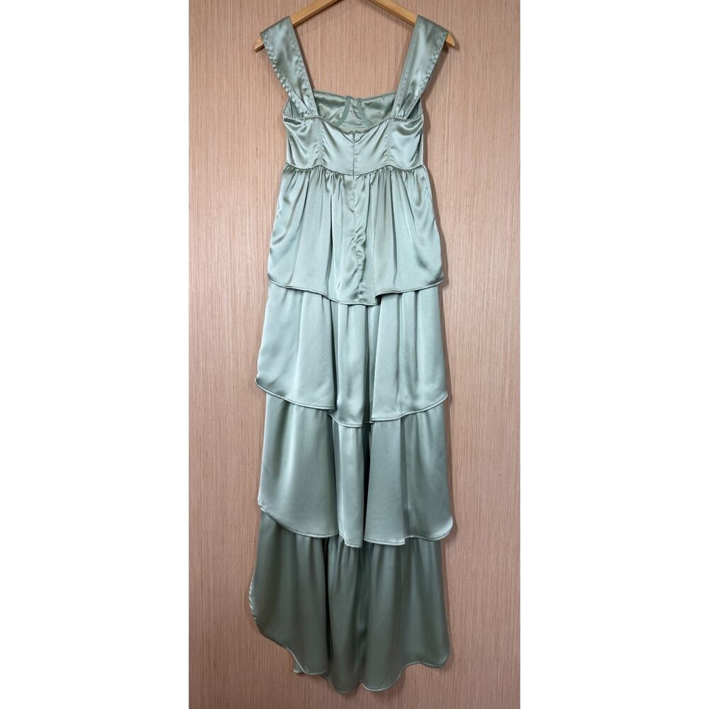 WeWoreWhat Sage Green Satin High-Low Maxi Dress - Picture 5 of 15